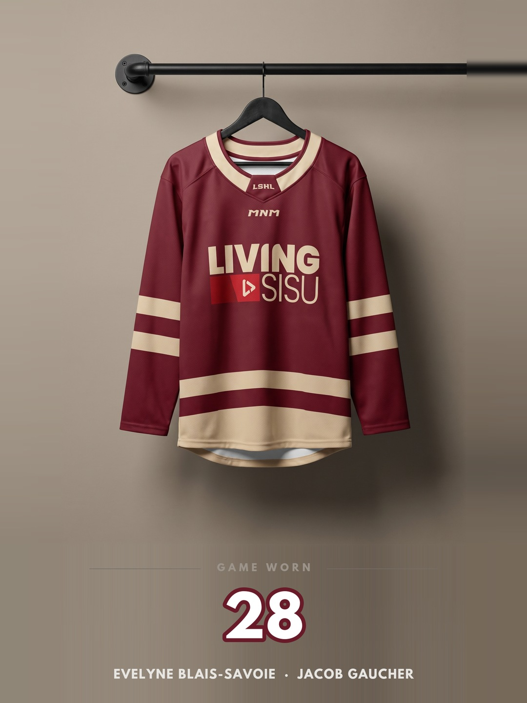 LSHL 2026 Game Worn Jersey Burgundy 28