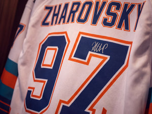 Close-up of the silver autograph on the number 97