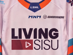 Close-up of the LSHL collar patch and the Living Sisu crest
